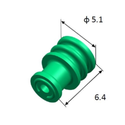 EFWS05102 Automotive Seals & Cavity Plugs, Single Wire Seal, LSR, Green, Cavity Diameter 1.2