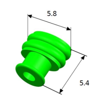 EFWS05815 Automotive Seals & Cavity Plugs, Single Wire Seal, Silicone Rubber, Green, Cavity Diameter 1.6