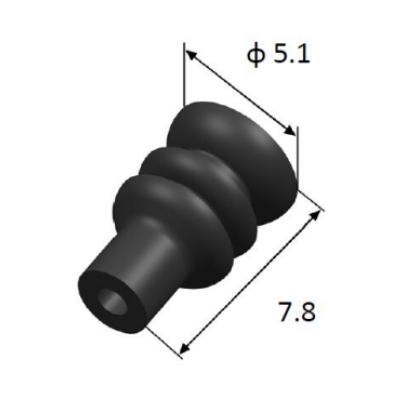 EFWS05110 Automotive Seals & Cavity Plugs, Single Wire Seal, LSR, Black, Cavity Diameter 1.2