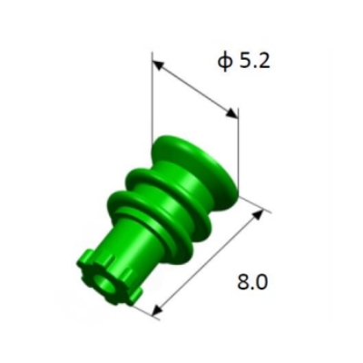 EFWS05203 Automotive Seals & Cavity Plugs, Single Wire Seal, Silicone Rubber, Green, Cavity Diameter 1.1