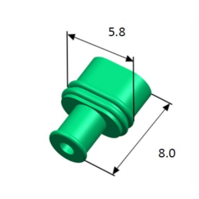 EFWS05809 Automotive Seals & Cavity Plugs, Single Wire Seal, Silicone Rubber, Green, Cavity Diameter 1.3