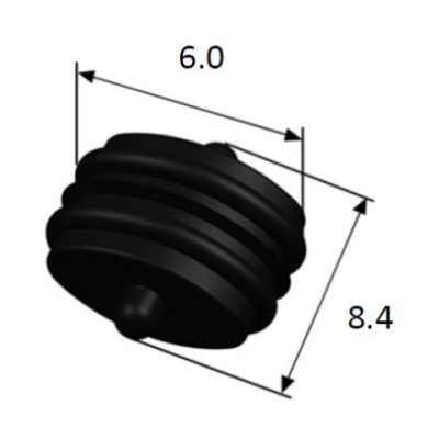EFWS06001 Automotive Seals & Cavity Plugs, Blind Wire Seal, Silicone Rubber, Black, Outside Diameter 6