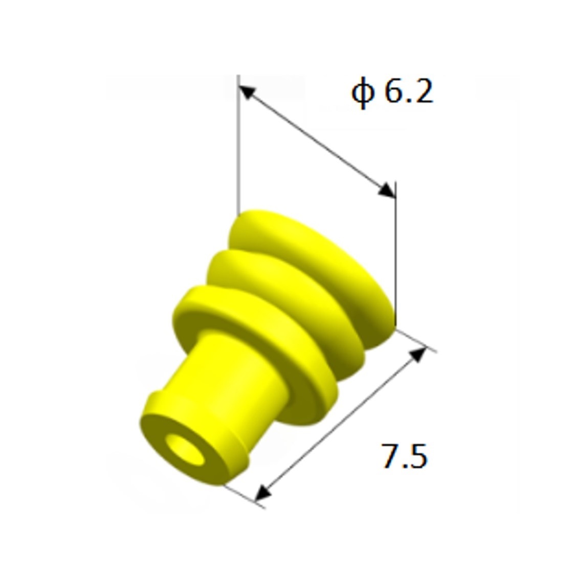 EFWS06208 Automotive Seals & Cavity Plugs, Single Wire Seal, LSR, Yellow, Cavity Diameter 1.3