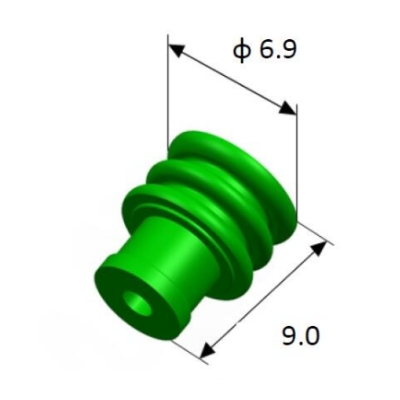EFWS06902 Automotive Seals & Cavity Plugs, Single Wire Seal, Silicone Rubber, Green, Cavity Diameter 1