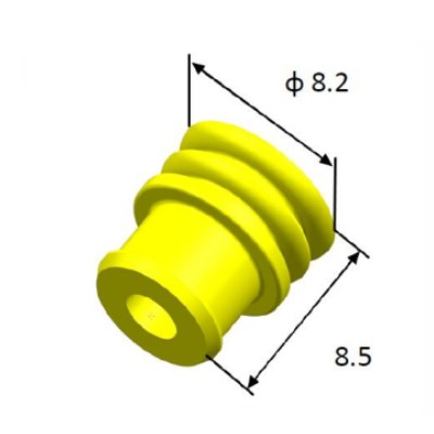 EFWS08205 Automotive Seals & Cavity Plugs, Single Wire Seal, Silicone Rubber, Yellow, Cavity Diameter 2.7
