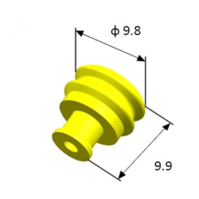 EFWS09802 Automotive Seals & Cavity Plugs, Single Wire Seal, Silicone Rubber, Yellow, Cavity Diameter 1.5