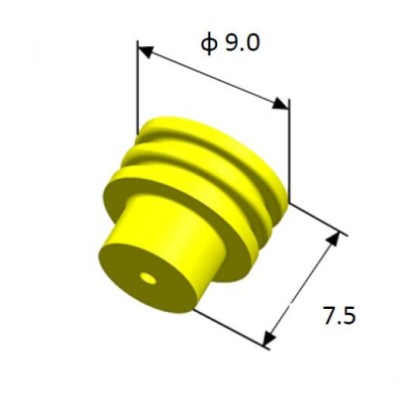 EFWS09007 Automotive Seals & Cavity Plugs, Single Wire Seal, Silicone Rubber, Yellow, Cavity Diameter 0.9