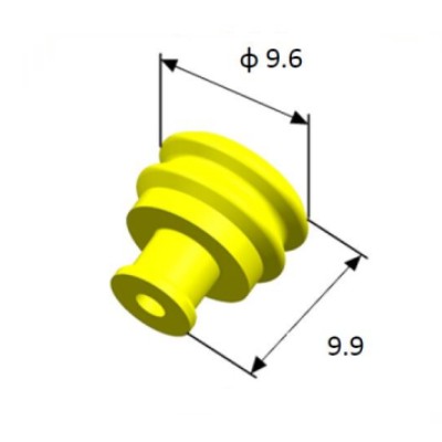 EFWS09601 Automotive Seals & Cavity Plugs, Single Wire Seal, Silicone Rubber, Yellow, Cavity Diameter 1.2