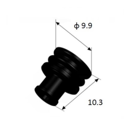 EFWS09901 Automotive Seals & Cavity Plugs, Single Wire Seal, Silicone Rubber, Black, Cavity Diameter 2.6