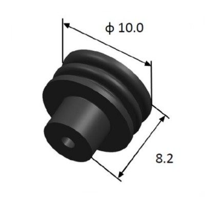 EFWS10001 Automotive Seals & Cavity Plugs, Single Wire Seal, Silicone Rubber, Black, Cavity Diameter 1.5