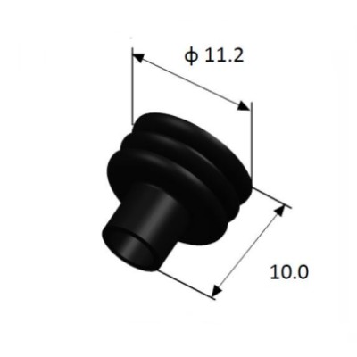 EFWS11203 Automotive Seals & Cavity Plugs, Single Wire Seal, Silicone Rubber, Black, Cavity Diameter 3.3