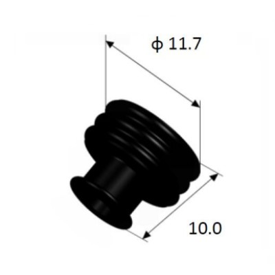 EFWS11701 Automotive Seals & Cavity Plugs, Single Wire Seal, Silicone Rubber, Black, Cavity Diameter 3.9